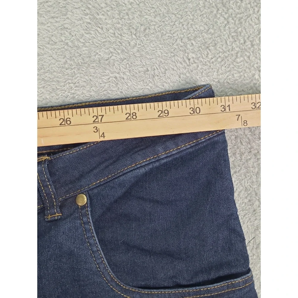 Woman Within Womens 42W Dark Wash Denim Bermuda Shorts Stretch Cuffed Blue